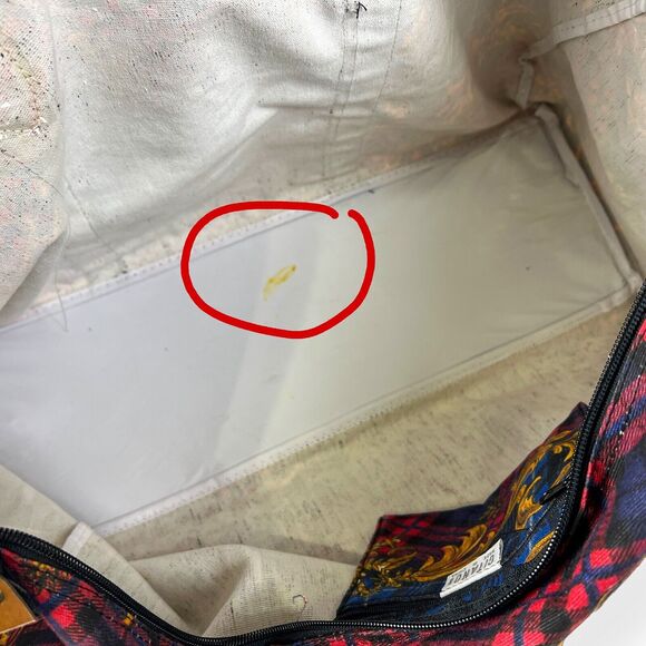 Gitano Y2K Duffel Travel Bag 90s Plaid Tapestry Canvas Tote Cottage Retro Chic - Picture 9 of 13